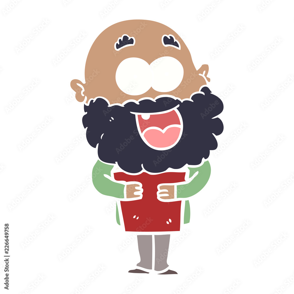 Obraz premium flat color style cartoon crazy happy man with beard and book