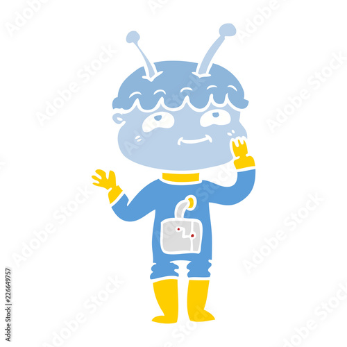 surprised flat color style cartoon spaceman