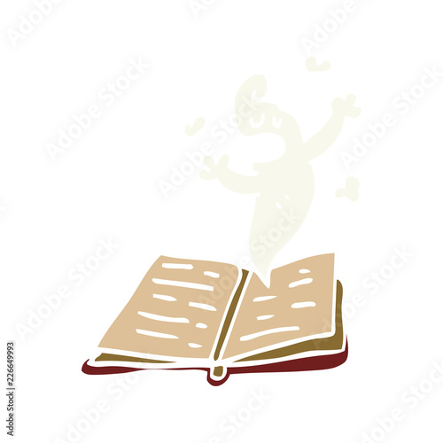 cartoon doodle spell book with ghost
