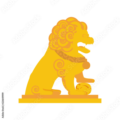 chinese lion statue in gold icon