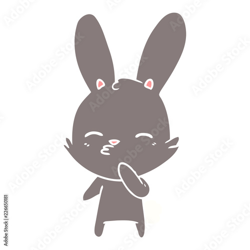 curious bunny flat color style cartoon