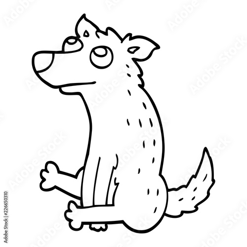 line drawing cartoon dog sitting