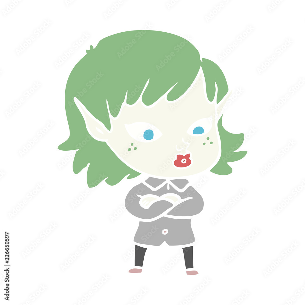 pretty flat color style cartoon elf girl pretty flat color style cartoon elf girl