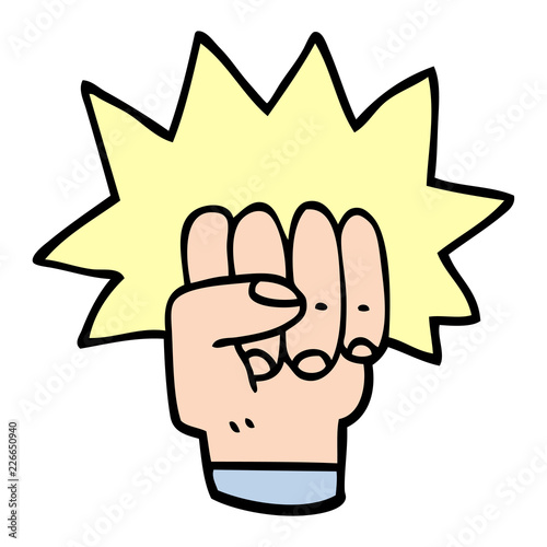 cartoon doodle punching fist