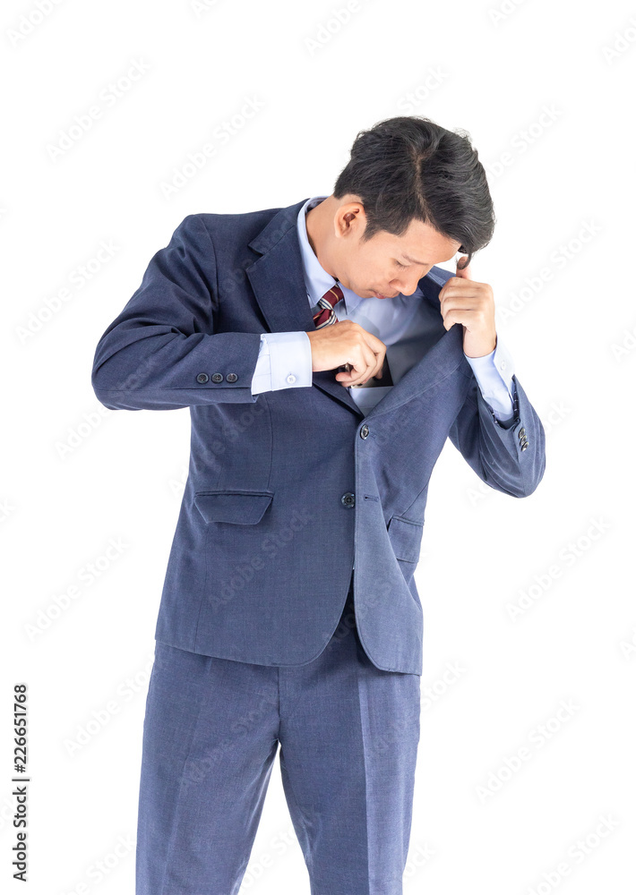 Business men portrait holding phone isolated on white Business men portrait holding phone isolated on white
