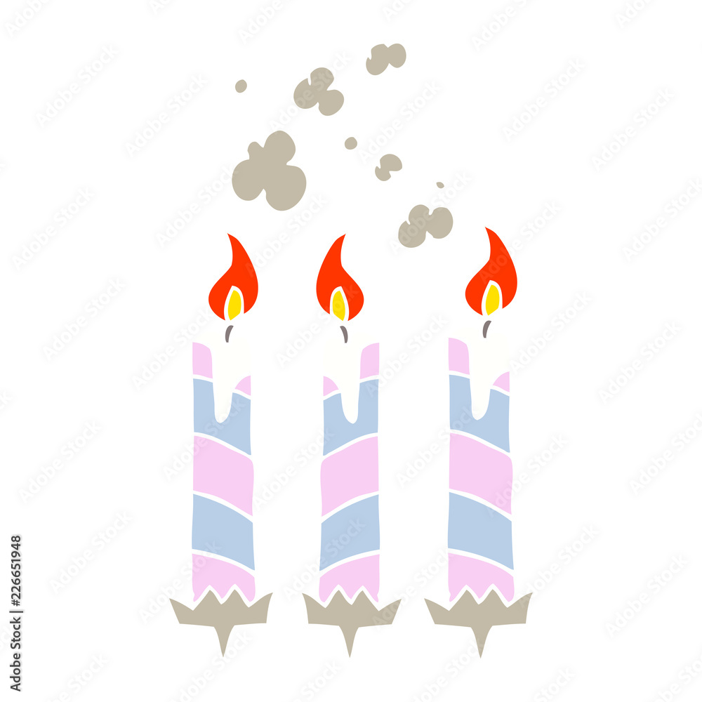 flat color illustration of a cartoon birthday cake candles flat color illustration of a cartoon birthday cake candles
