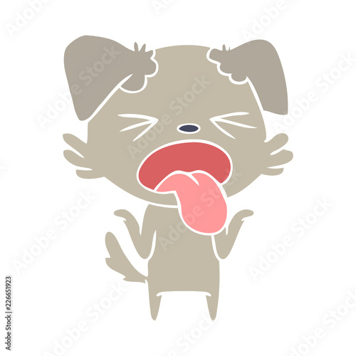 flat color style cartoon disgusted dog shrugging shoulders