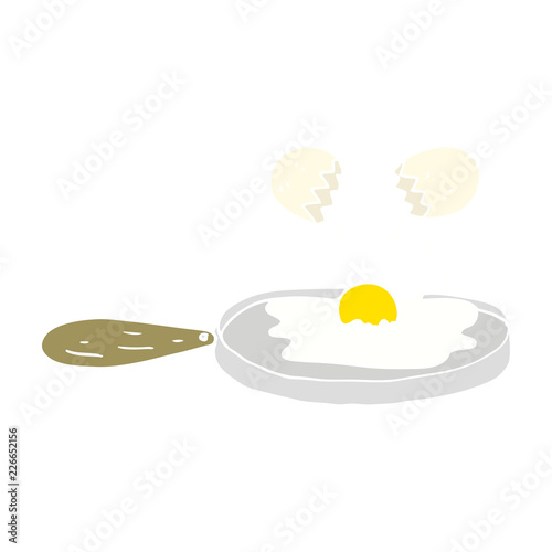 frying flat color illustration of a cartoon egg