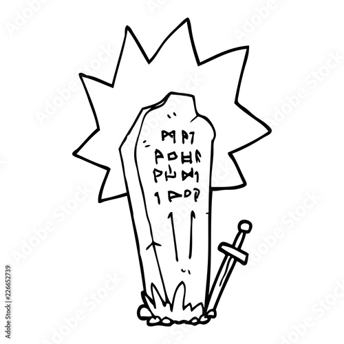 line drawing cartoon of a heros grave