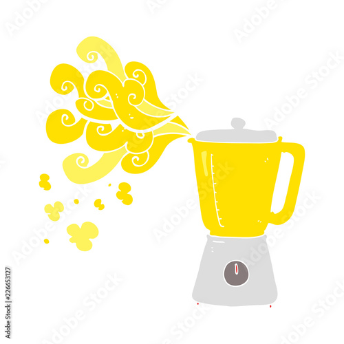 flat color illustration of a cartoon blender going crazy