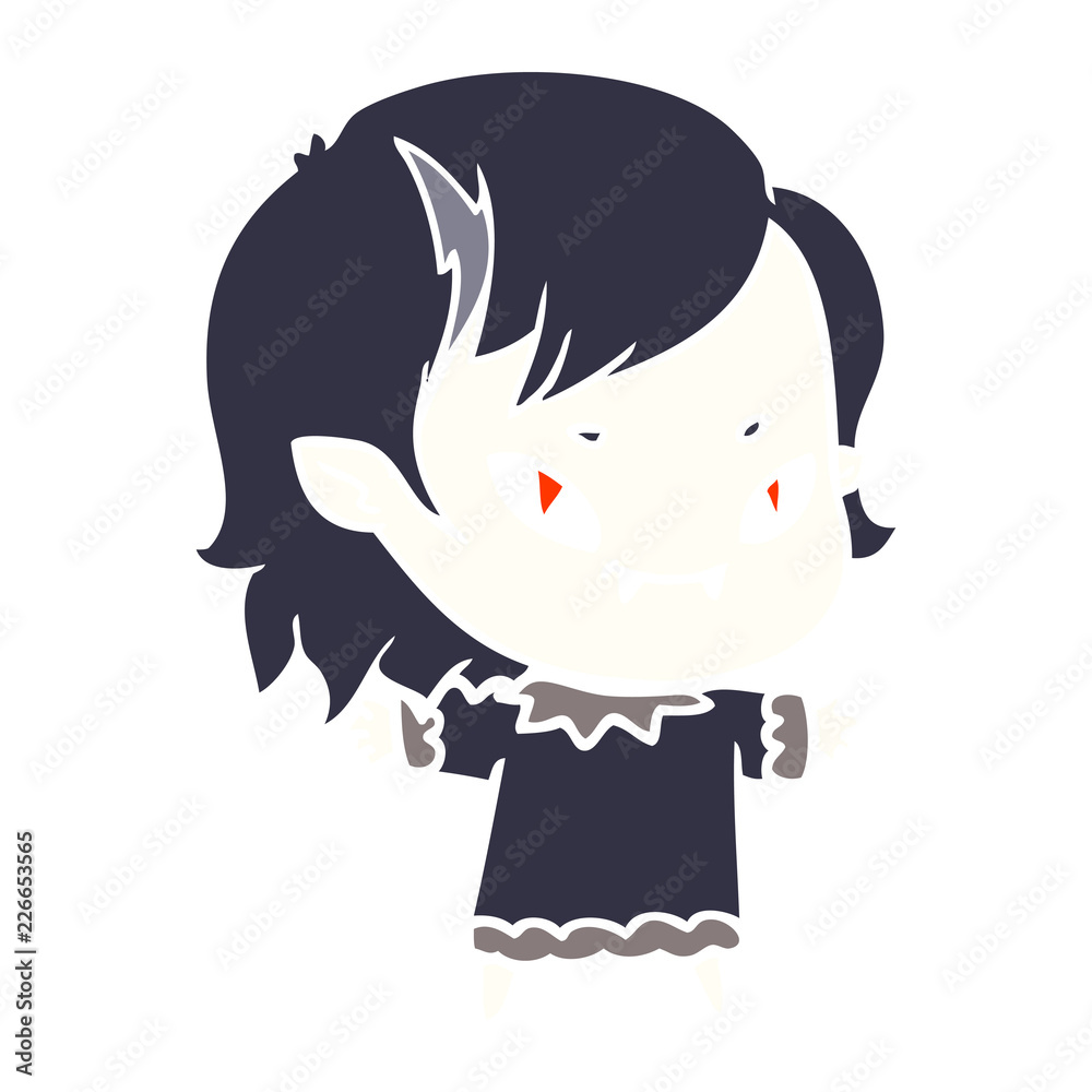 flat color style cartoon friendly vampire girl flat color style cartoon friendly vampire girl