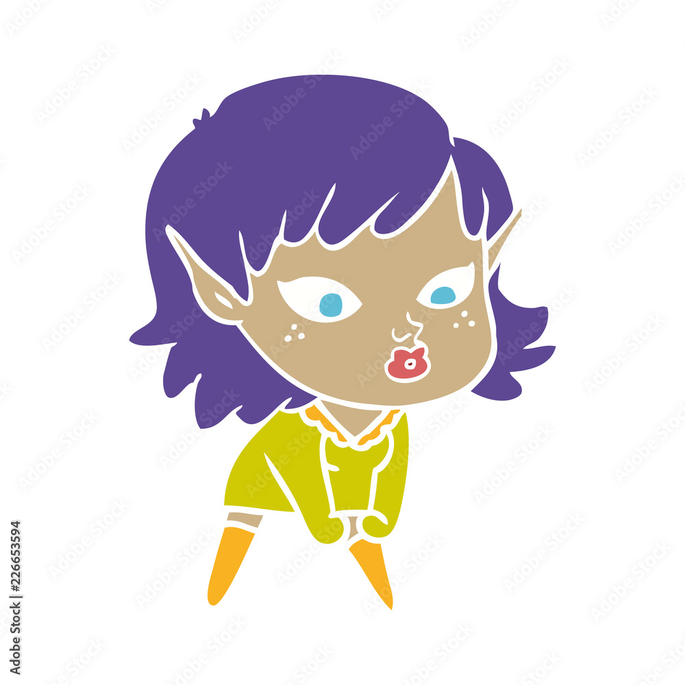 pretty flat color style cartoon elf girl pretty flat color style cartoon elf girl