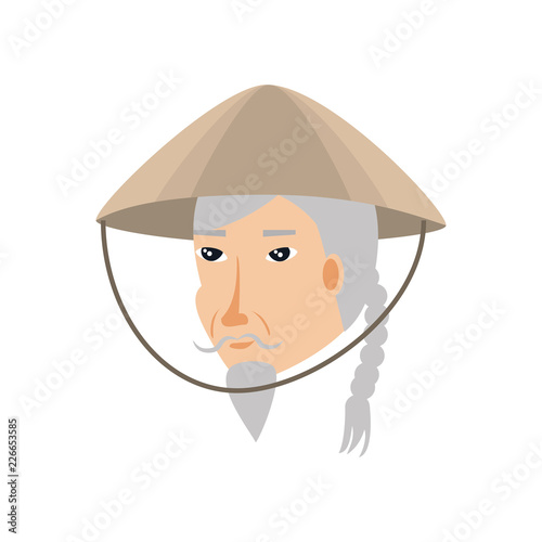head of old man chinese peasant avatar character