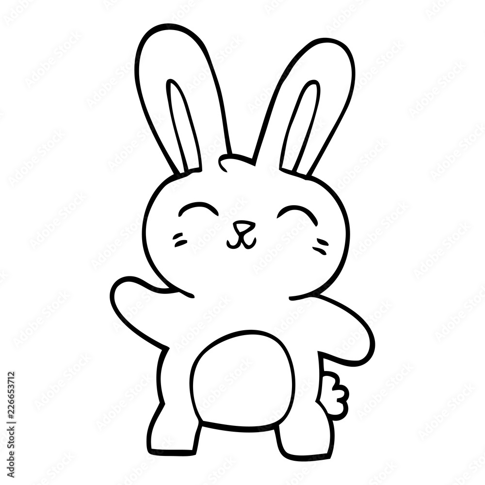 Fototapeta premium line drawing cartoon happy bunny