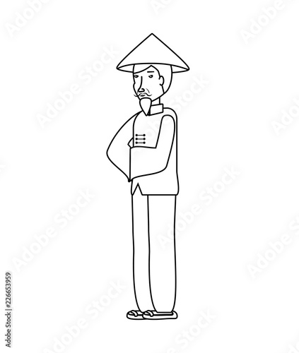 old man chinese peasant avatar character