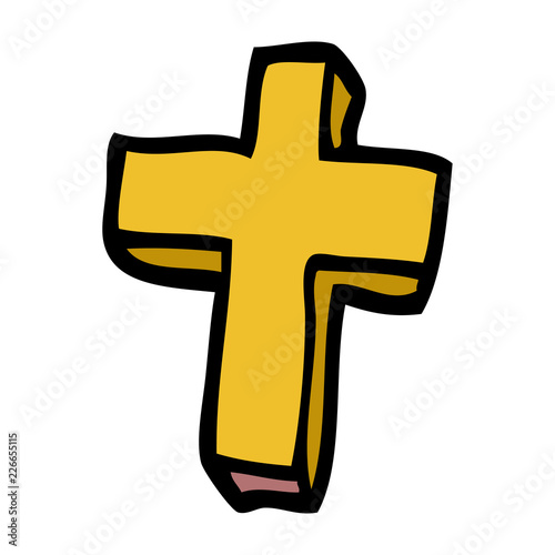 cartoon doodle gold cross
