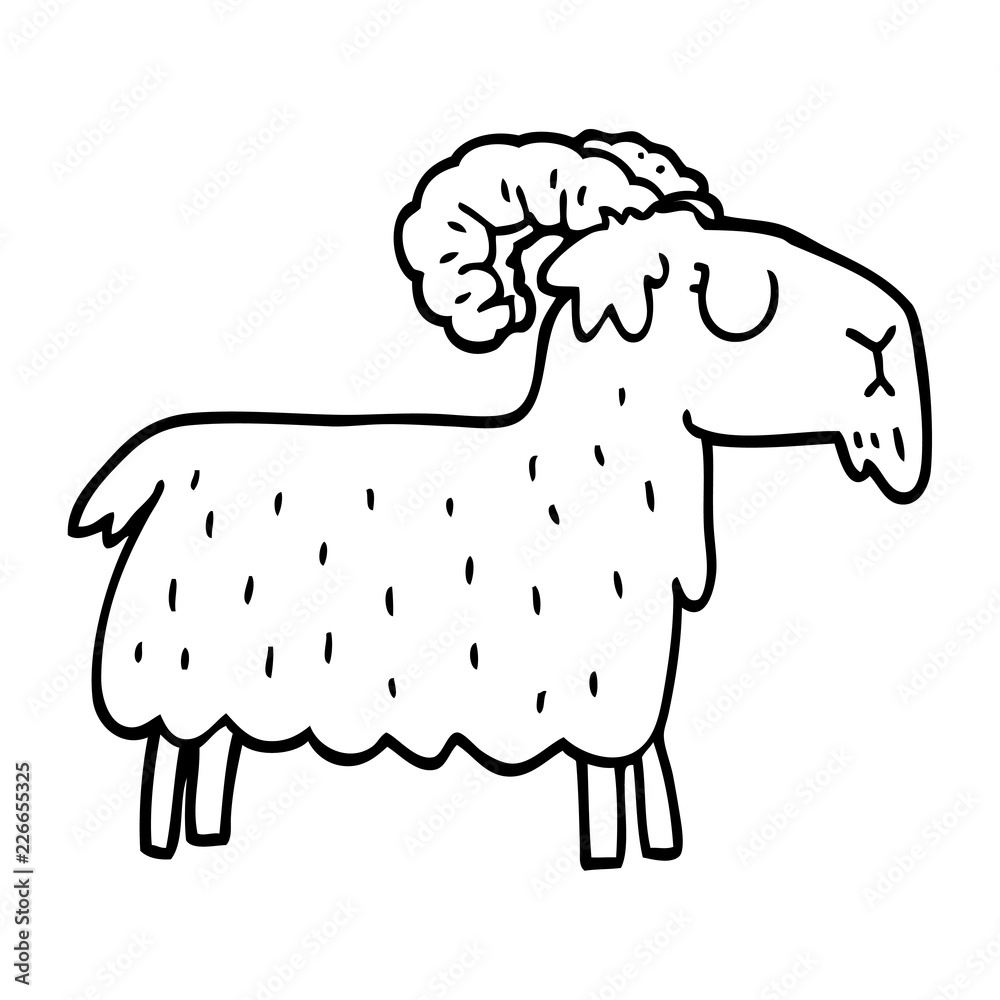 line drawing cartoon stubborn goat Stock Vector | Adobe Stock