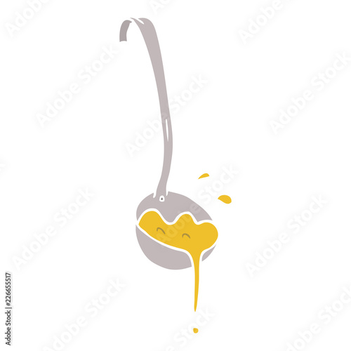 flat color style cartoon ladle of soup