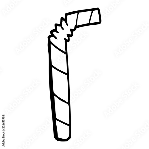 line drawing cartoon striped straw