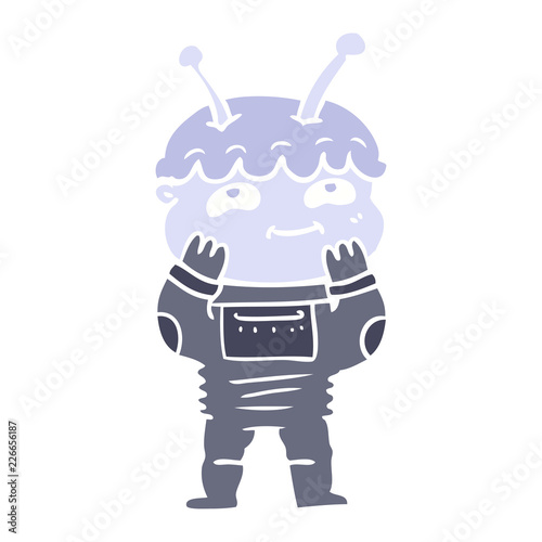 surprised flat color style cartoon spaceman