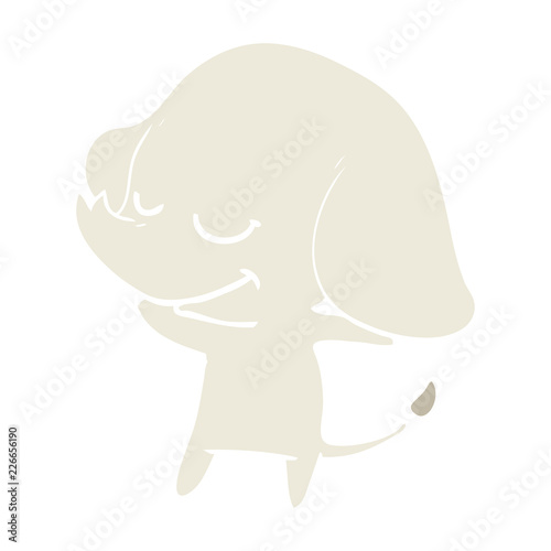 flat color style cartoon smiling elephant