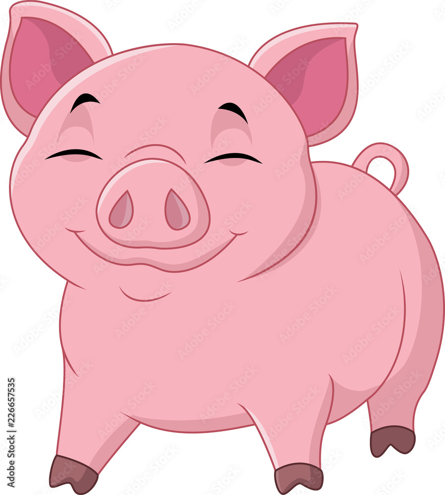 Cartoon happy pig isolated on white background Cartoon happy pig isolated on white background