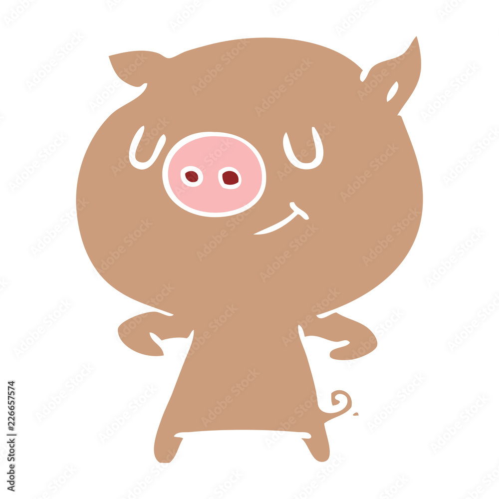 happy flat color style cartoon pig happy flat color style cartoon pig