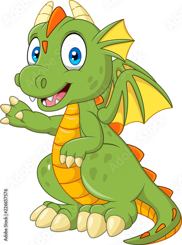 Cartoon baby dragon presenting