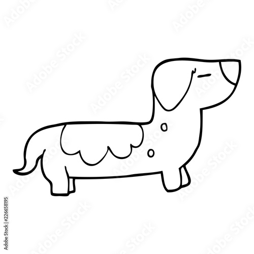 line drawing cartoon sausage dog