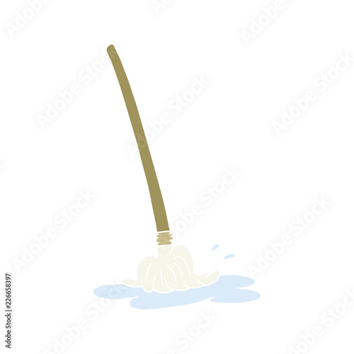 wet flat color style cartoon mop