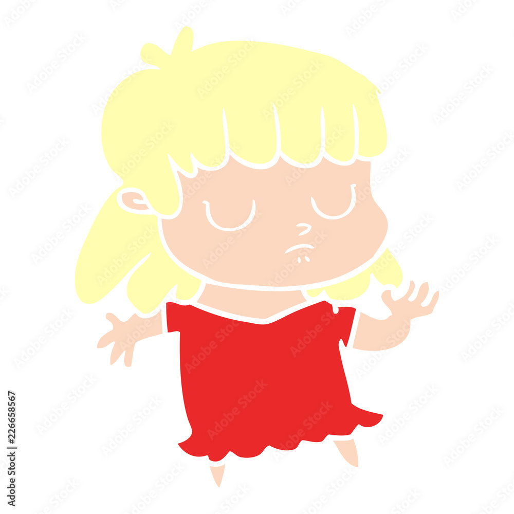 flat color style cartoon indifferent woman