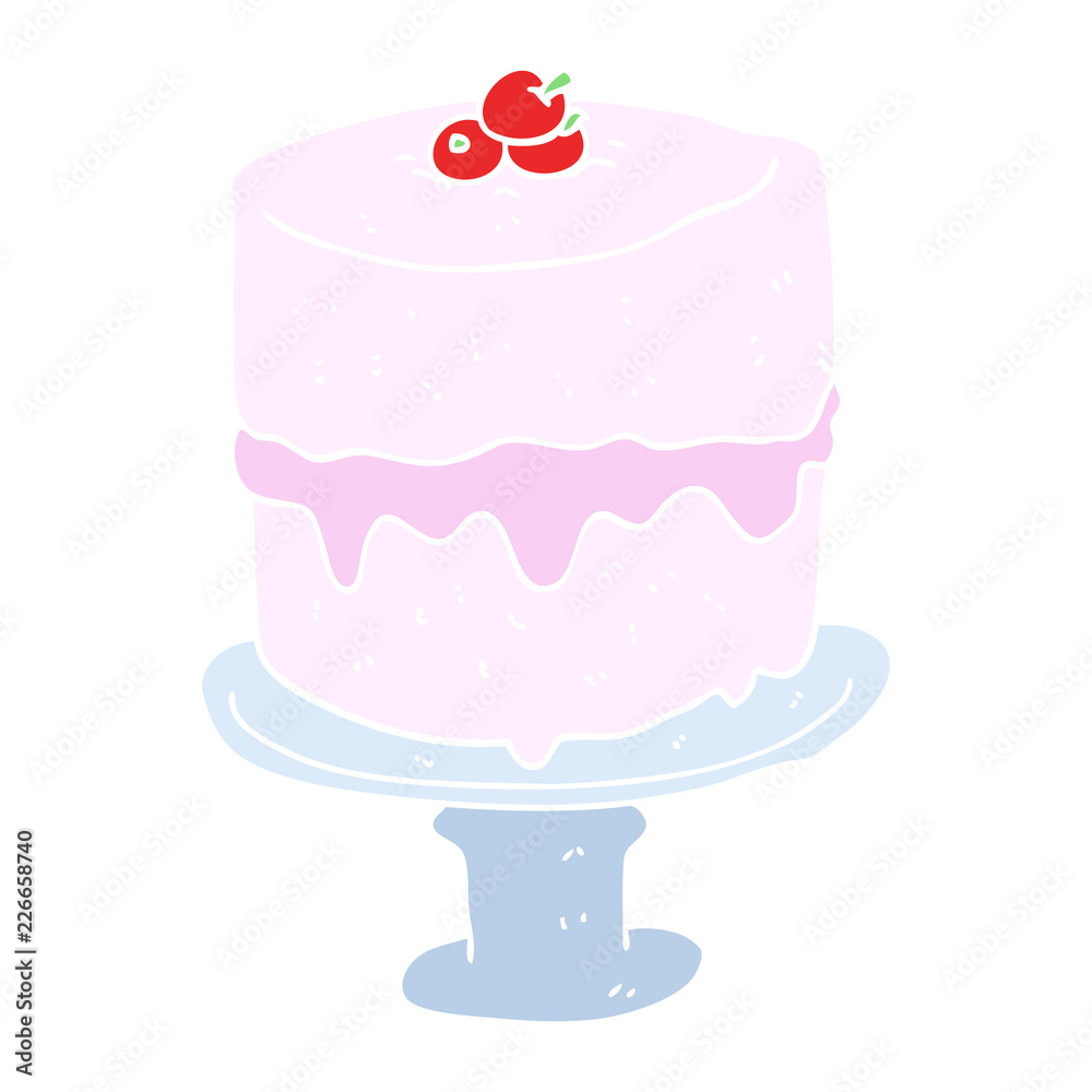 flat color illustration of a cartoon cake flat color illustration of a cartoon cake