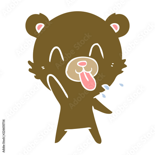 rude flat color style cartoon bear