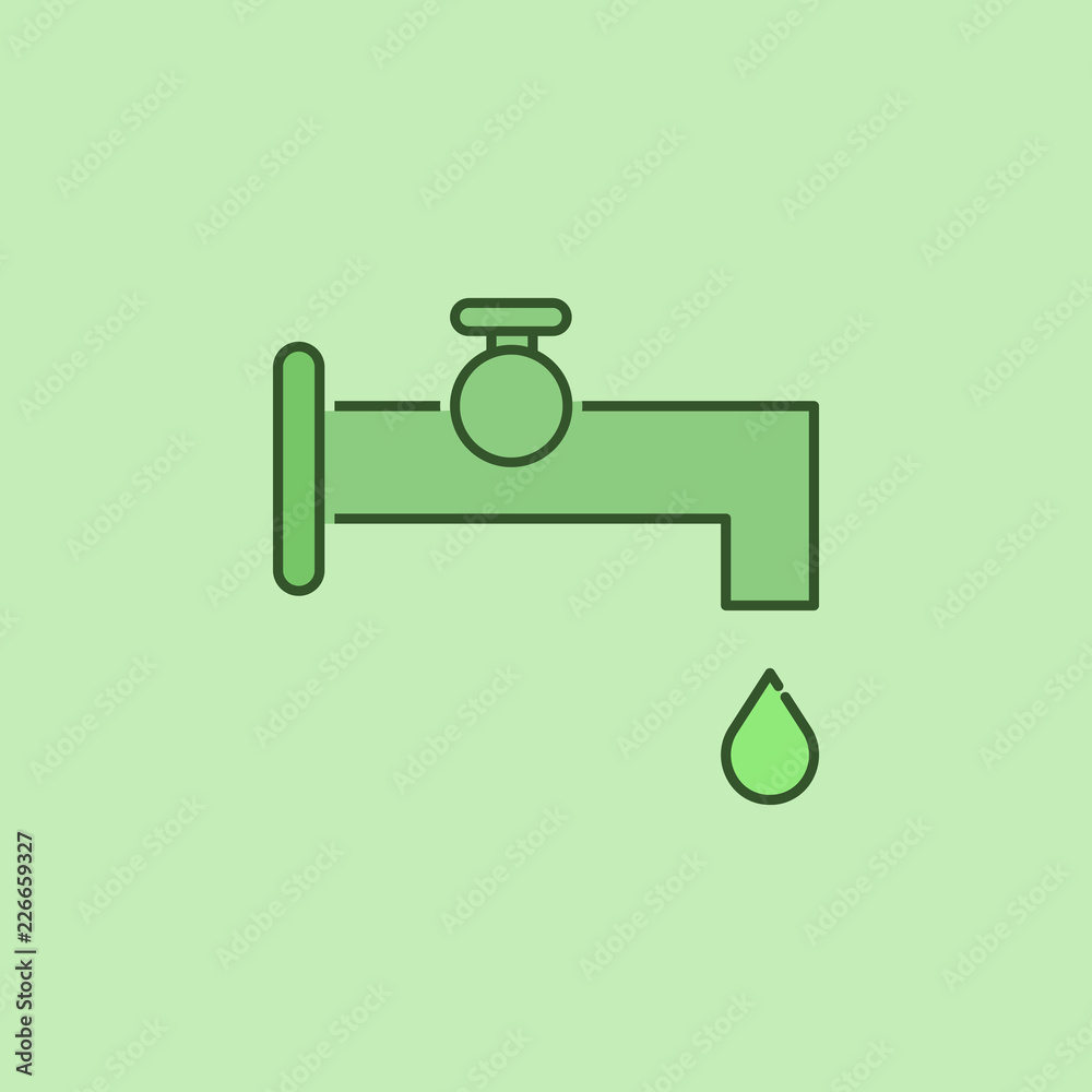 Eco Dripping tap with drop icon Eco Dripping tap with drop icon