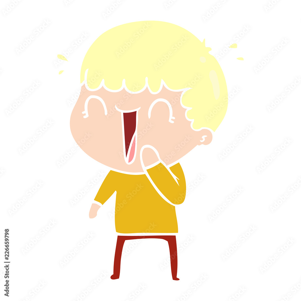 laughing flat color style cartoon man