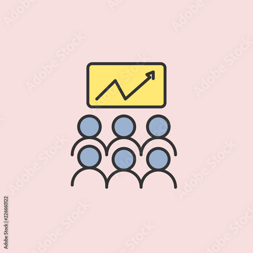 Management and Human Resource Icons. Element of color education for mobile concept and web apps illustration. Thin line icon for website design and development, app development photo