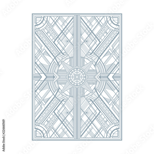 Gray art deco panels isolated on white background