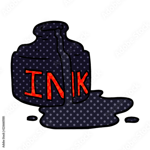 cartoon doodle spilled ink bottle
