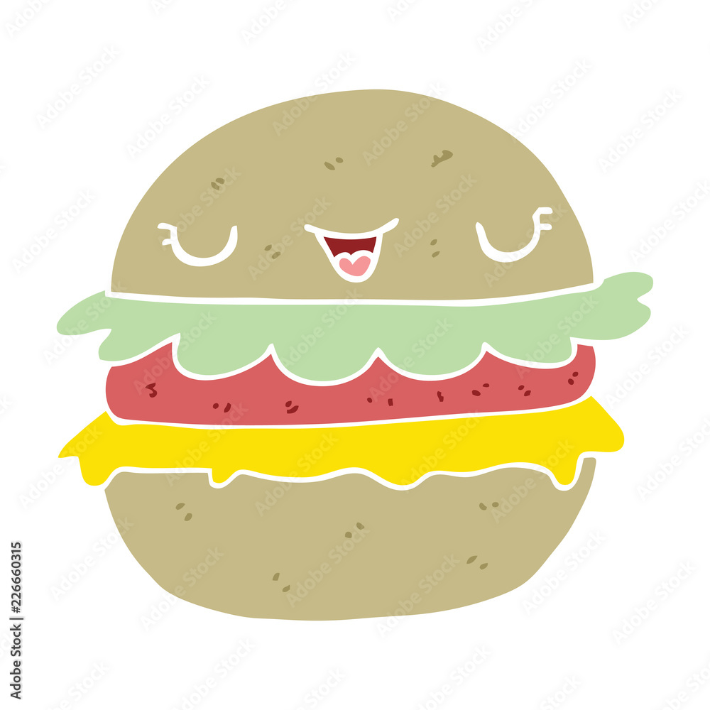 flat color style cartoon burger flat color style cartoon burger