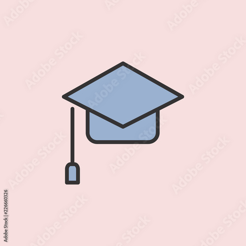 Web icon. Student cap. Element of color education for mobile concept and web apps illustration. Thin line icon for website design and development, app development