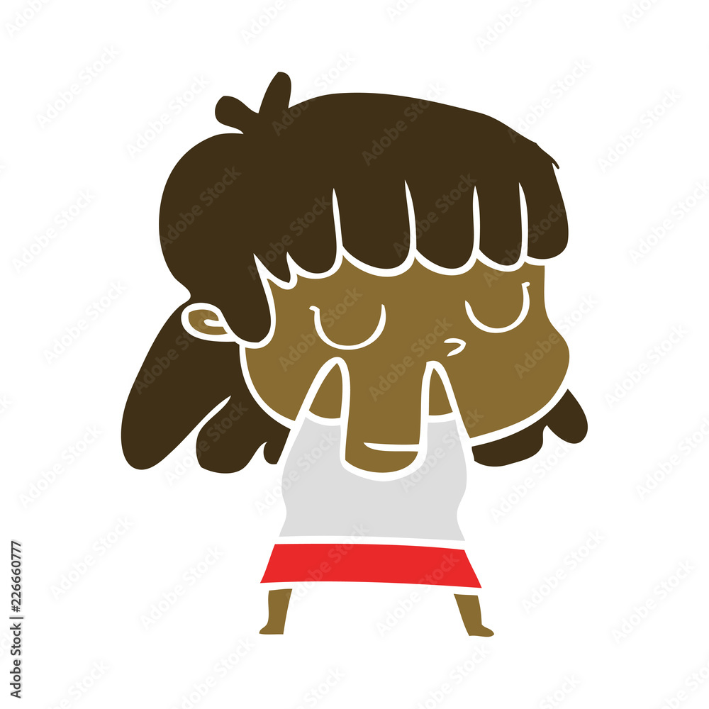flat color style cartoon indifferent woman flat color style cartoon indifferent woman
