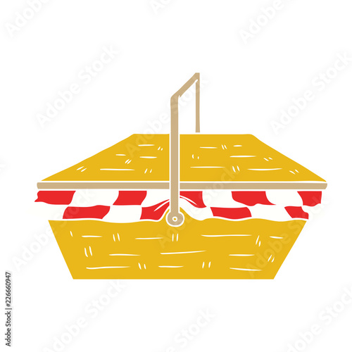 flat color style cartoon picnic basket