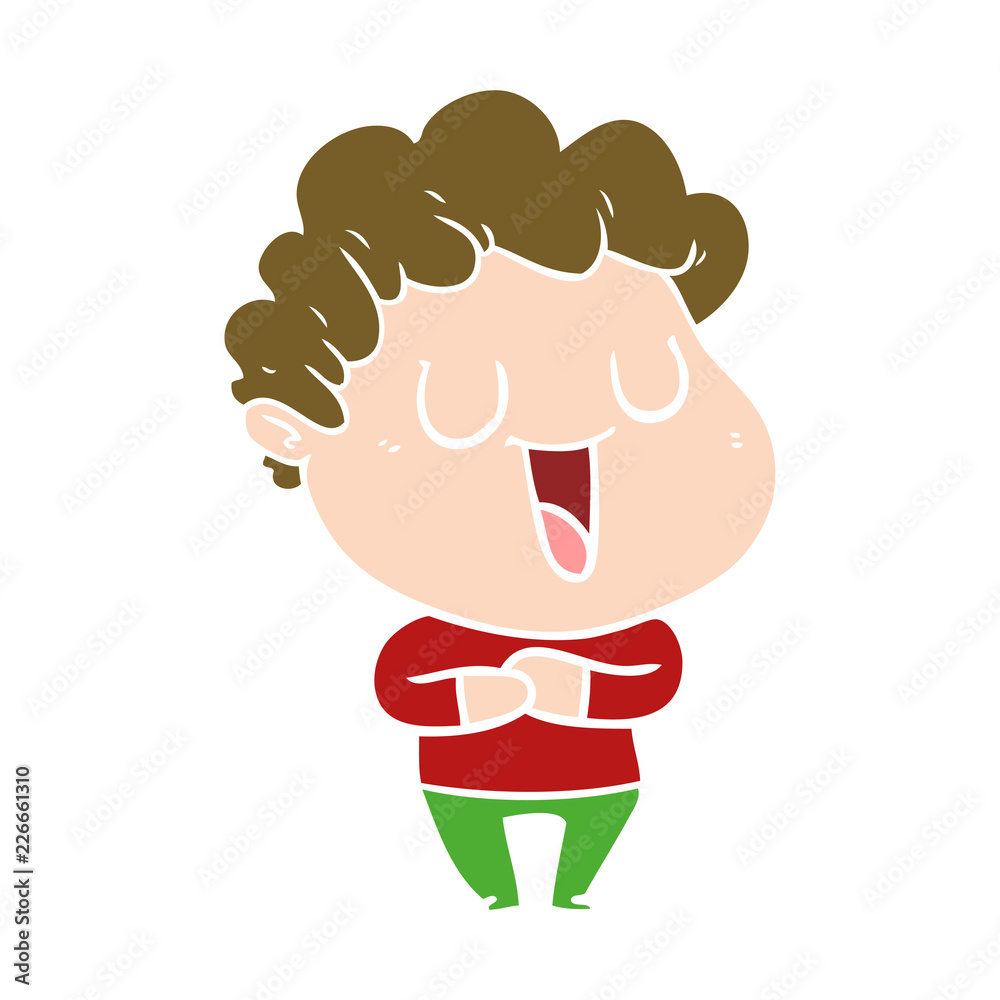 laughing flat color style cartoon man laughing flat color style cartoon man