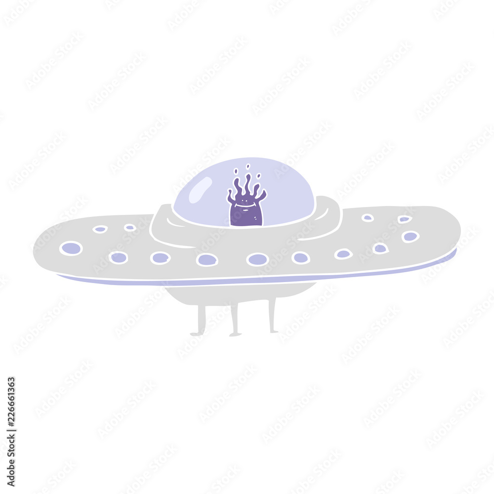 flat color illustration of a cartoon flying saucer flat color illustration of a cartoon flying saucer