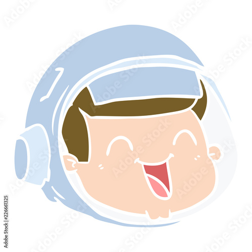 flat color style cartoon happy astronaut face