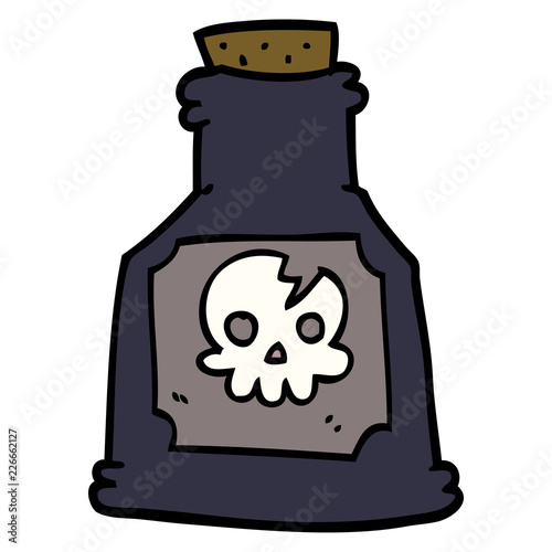 cartoon doodle poison in a bottle