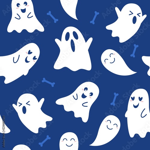 halloween ghost seamless pattern