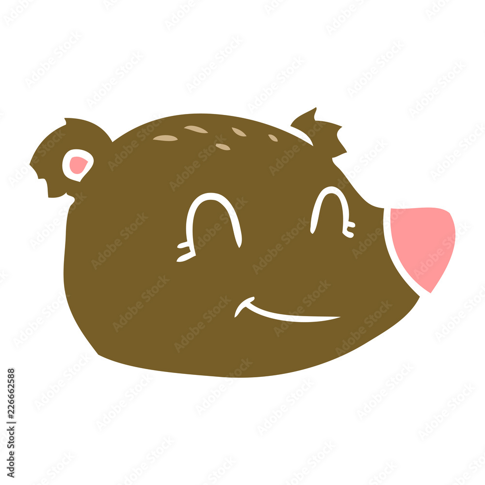 flat color style cartoon happy bear face flat color style cartoon happy bear face