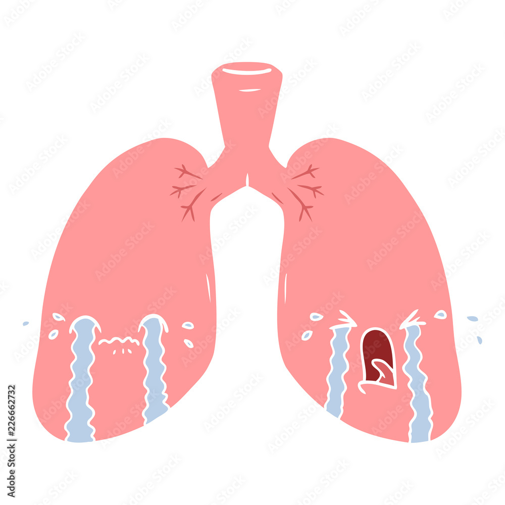 flat color style cartoon lungs crying flat color style cartoon lungs crying