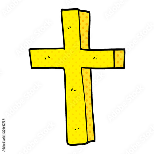 cartoon doodle of a gold cross
